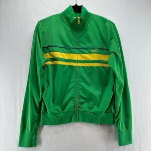 T'oui Jacket Womens Size L BRAZIL Striped Track Full Zip Long Sleeve Green